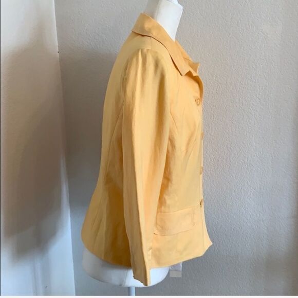 Norton McNaughton Yellow Linen Jacket 6 3/4 Sleeve - Picture 2 of 7